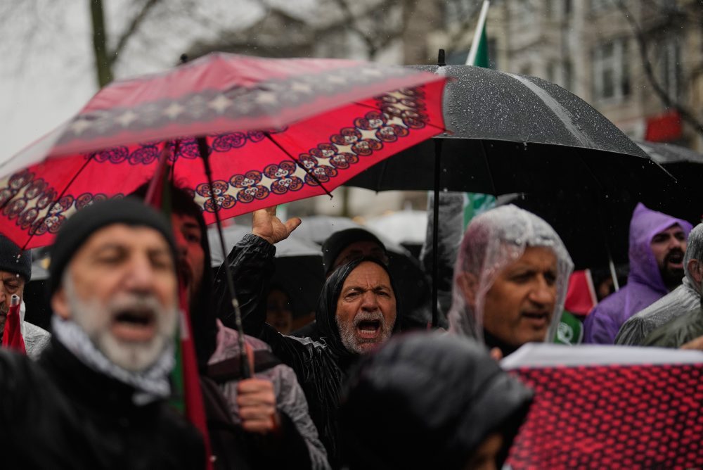 Propalestínske protestné zhromaždenie v Istanbule