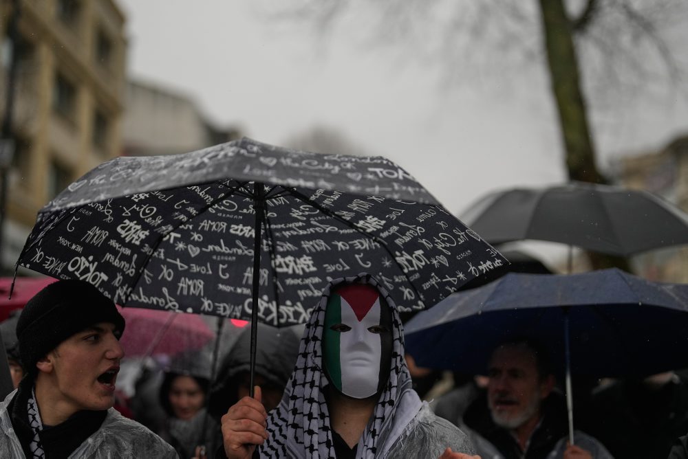 Propalestínske protestné zhromaždenie v Istanbule