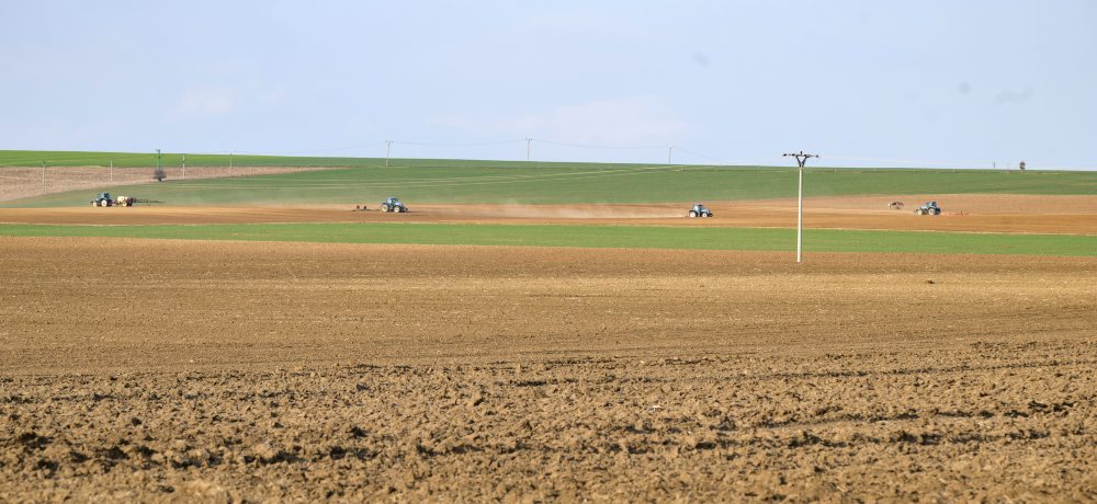 Obrábanie pôdy na poli v Janíkovciach