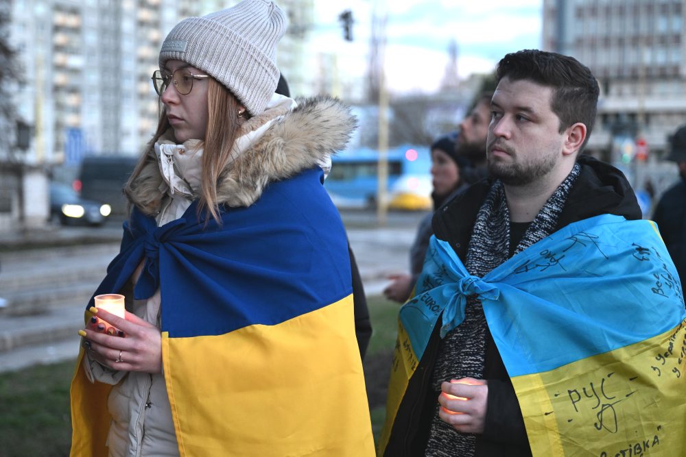 Tiché zhromaždenie pri príležitoszi 4. výročia vojny na Ukrajine v Košiciach