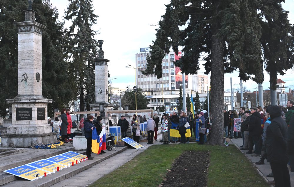 Pochod solidarity pri príležitosti 4. výročia vojny na Ukrajine v Bratislave